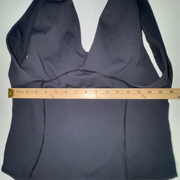Lululemon City One-Piece bodysuit Womens L/XL Black Cross Back Open Back Yoga - Picture 13 of 15